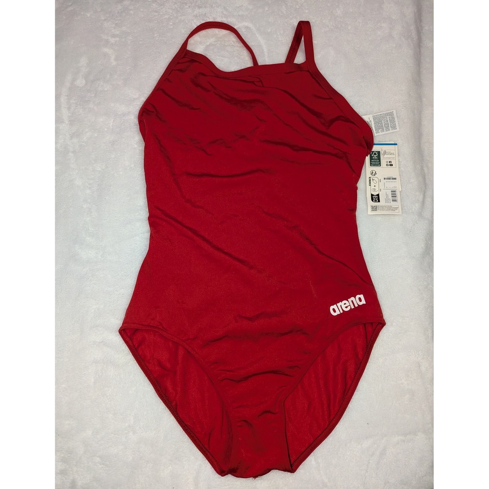 Arena Womens Team Swimsuit Light Drop Solid FL Red One Piece Size 40 004767450
